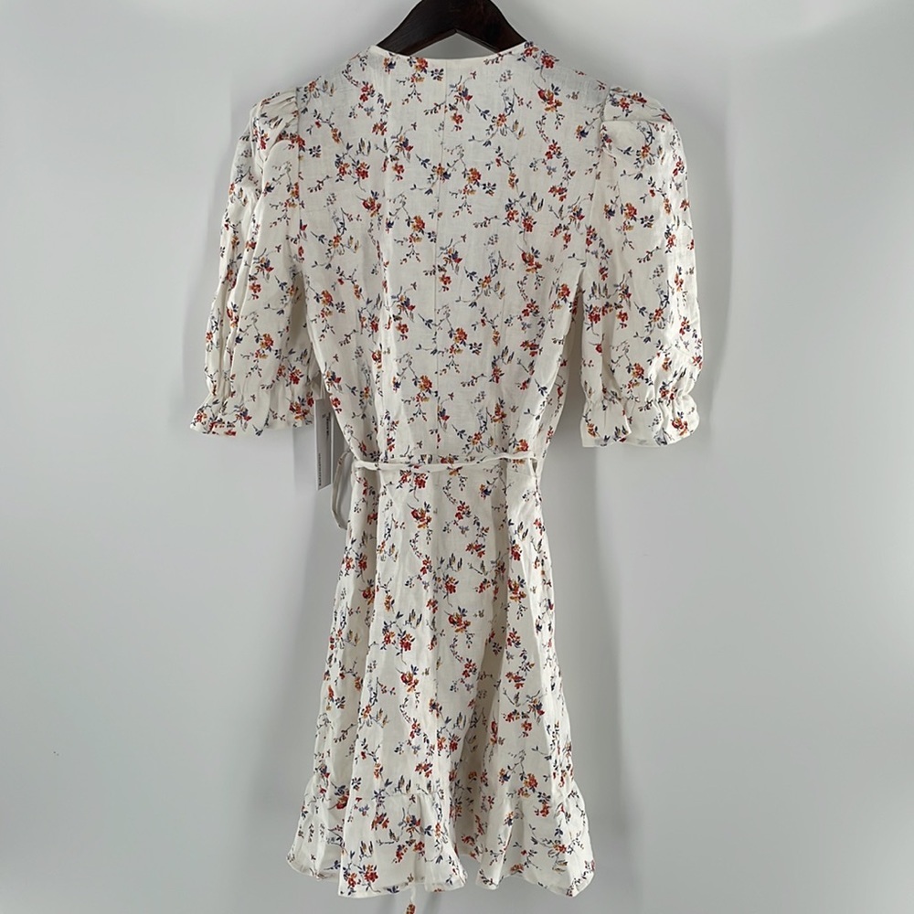 REFORMATION Carmelo Gabrielle Linen Floral Wrap Mini Dress - Picture 14 of 16